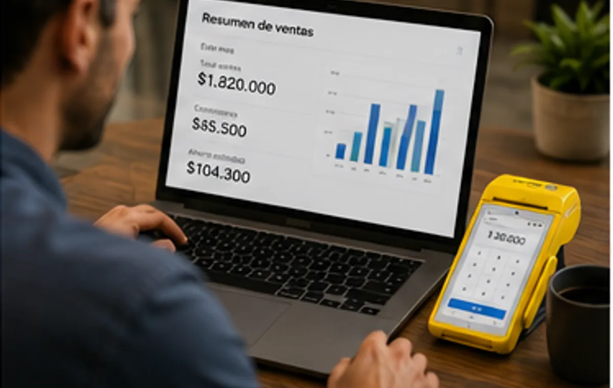 Comerciante revisando ventas y comisiones de Point Smart 2