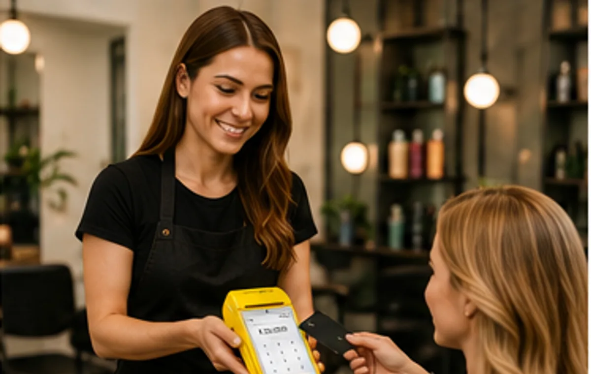 Peluquería cobrando con Point Smart 2